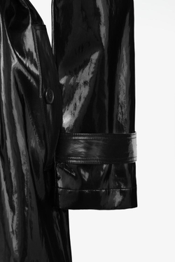 ZARA X JOHN GALLIANO ТРЕНЧ С КОНТРАСТНЫМ ВОРОТНИКОМ, ЧЕРНЫЙ