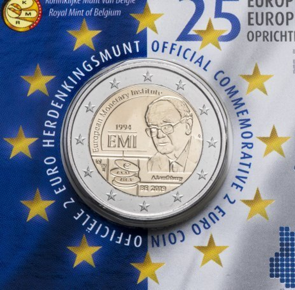2 евро 2019 Бельгия - 25 летие Европейского валютного института (в буклете)