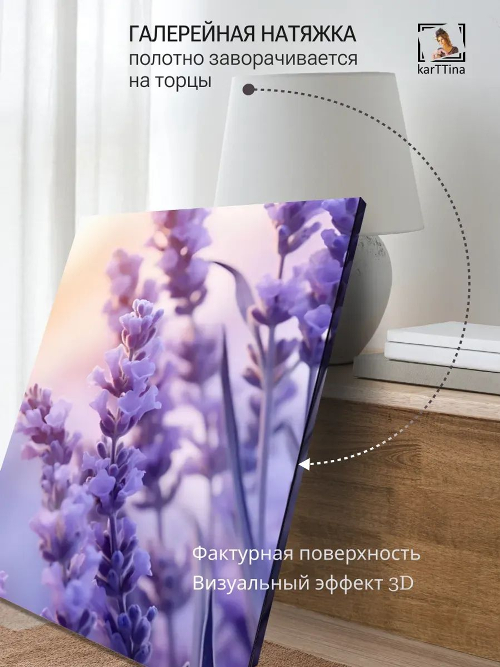 Картина Лаванда и свечи на стену 30х40см 1шт.