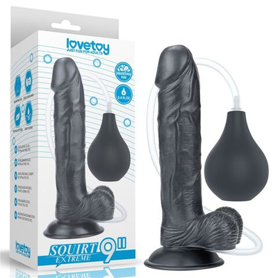 Черный фаллоимитатор Squirt Extreme 9 с имитацией эякуляции - 23 см. (Цвет: черный)
