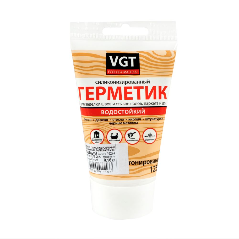 Герметик силиконизированный универсальный Белый, 160г, VGT---