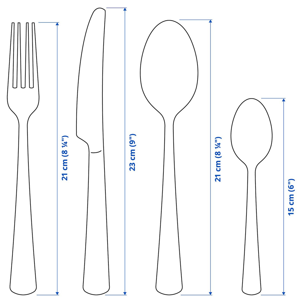 IKEA SEDLIG  (ИКЕА СЕДЛИГ)  -  Набор столовых приборов, 24 шт - нержавеющая сталь