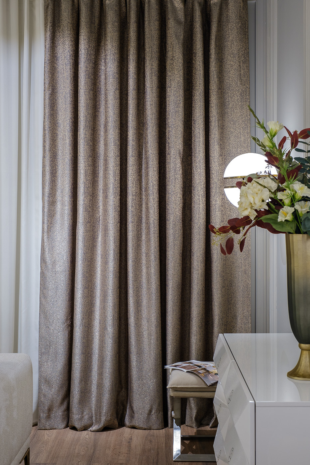 Ткань Портьера 275x260 Garda Decor Bari золотая Золотой