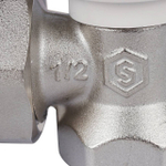 Вентиль ручной регулировки угловой STOUT - 1/2" (ВР/НР-американка, PN10, Tmax 120°C, с дополнительным уплотнением)