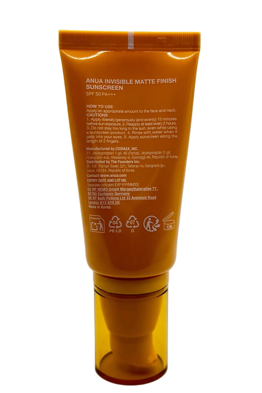 Anua Invisible Matte Finish SPF 50 — солнцезащитный крем из Кореи