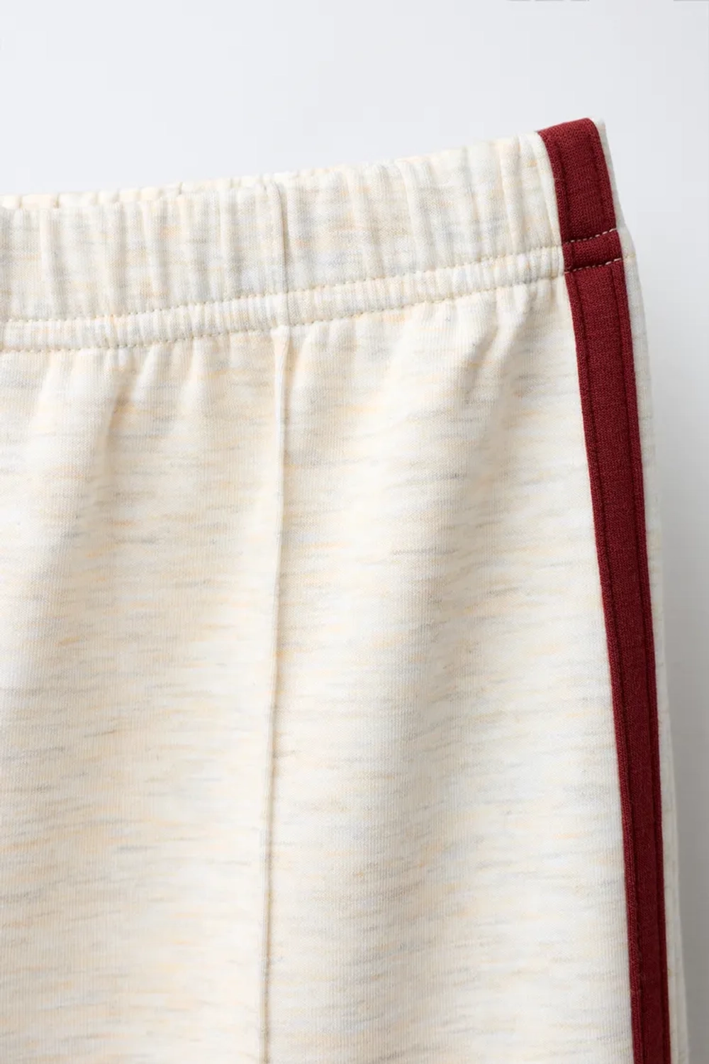 ZARA БРЮКИ WIDE LEG С КОНТРАСТНЫМИ ЛАМПАСАМИ, ПЕСОЧНЫЙ МЕЛАНЖ