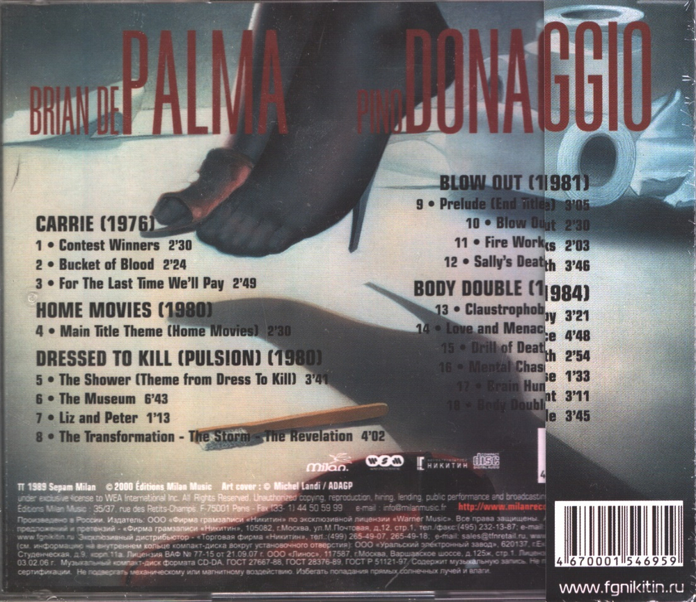 Pino Donaggio / Brian De Palma (RU)(CD)
