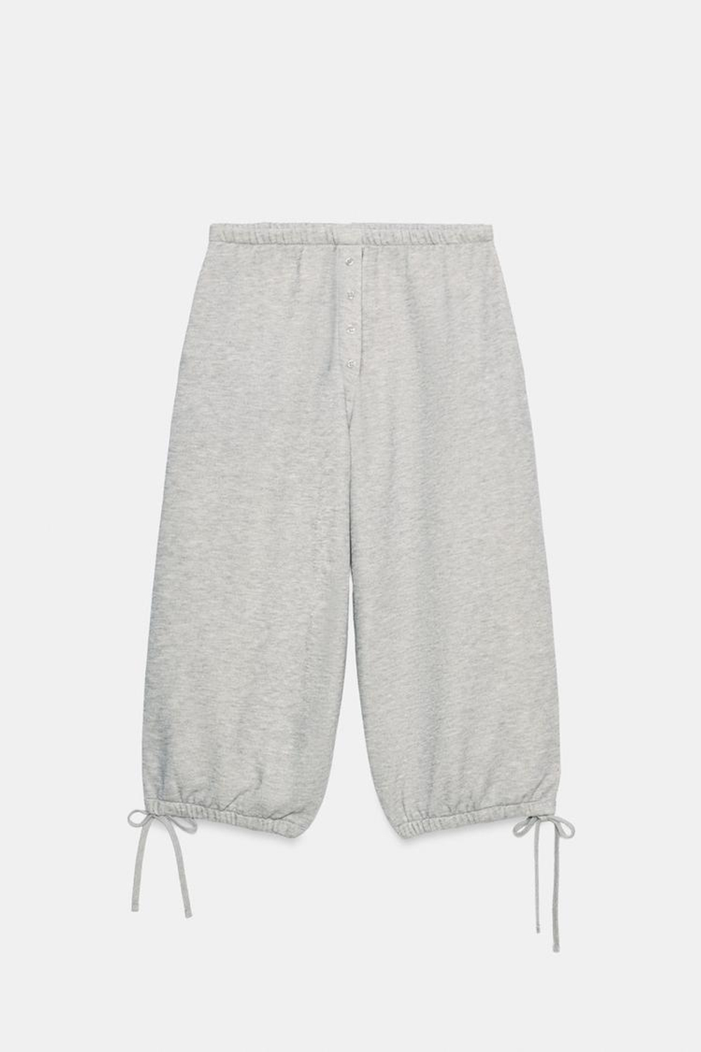ZARA БРЮКИ КАПРИ СВЕХУ ИЗ ФУТЕРА, СЕРЫЙ МЕЛАНЖ
