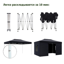 Быстросборный шатер Helex 4.5x3 м black
