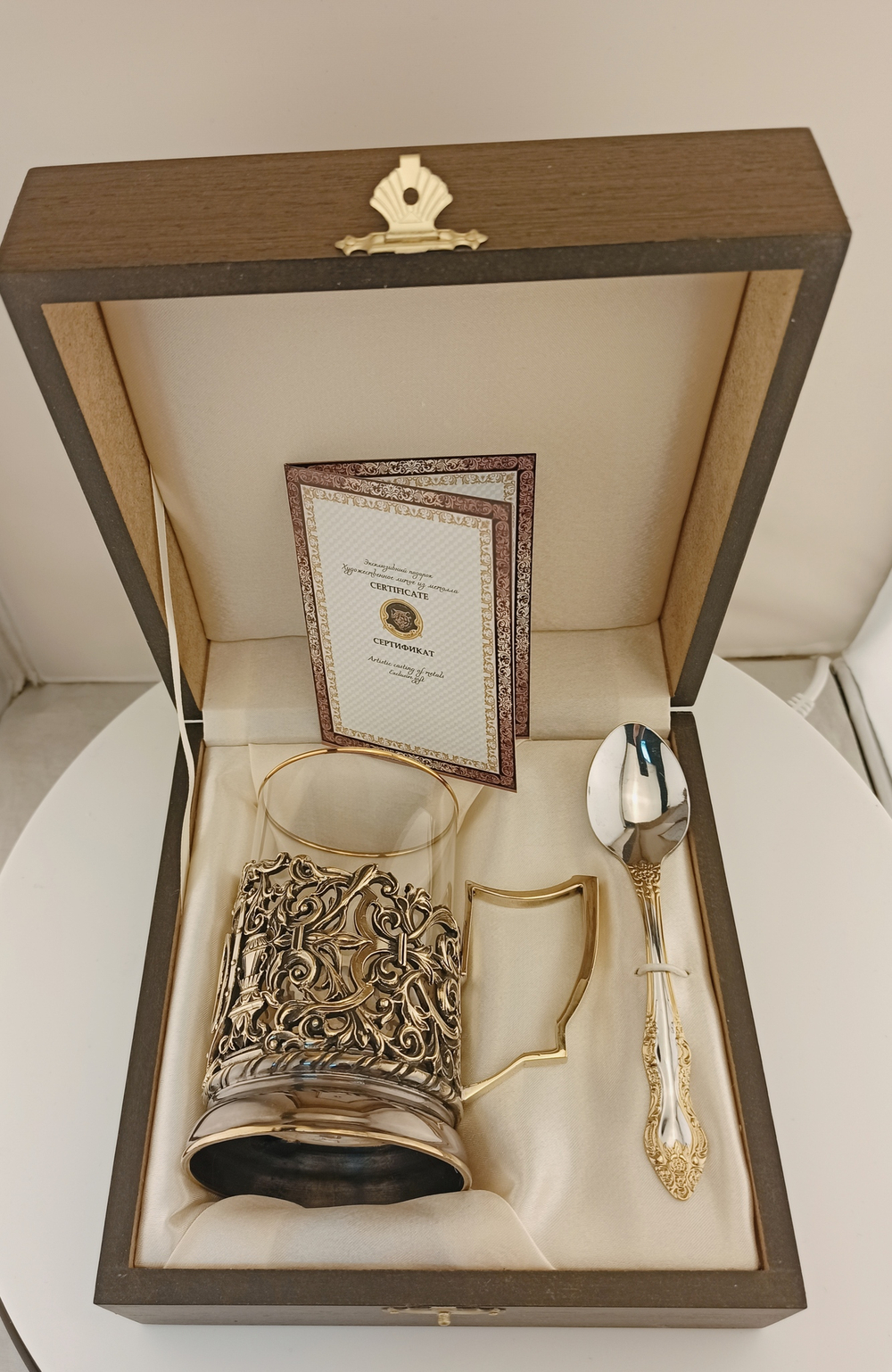 Подстаканник литье Юбилей 60 лет в подарочном футляре