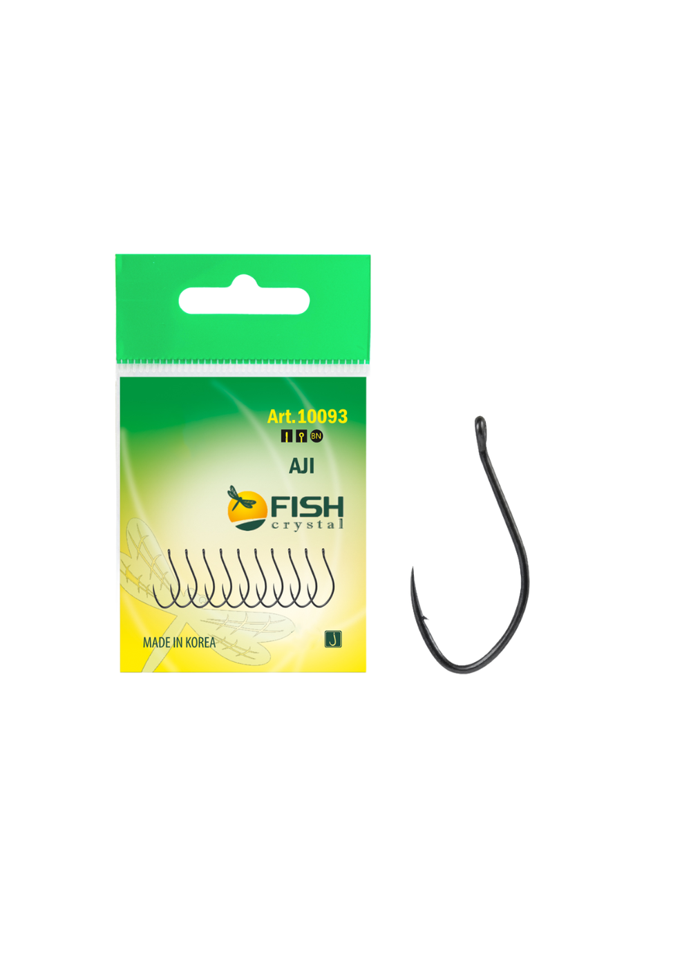 Крючок рыболовный Fish Crystal AJI-RING 10093 с ушком №3 (5 упаковок)