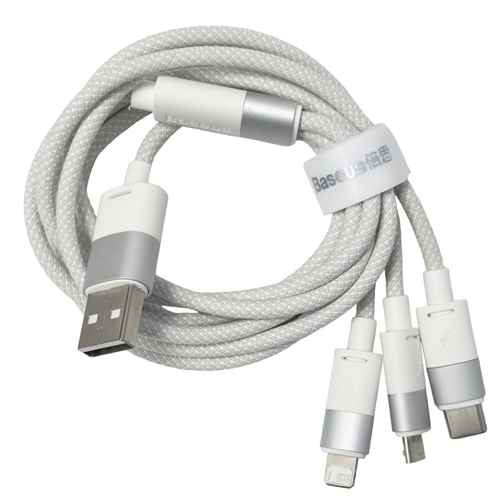 Usb Кабель-зарядка Micro/Lightning/Type-C Baseus Star Speed 1.2м (CAXS000002) белый