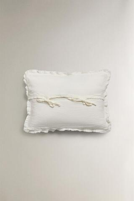 ZARA HOME ЛЬНЯНОЙ ЧЕХОЛ ДЛЯ ДЕКОРАТИВНОЙ ПОДУШКИ, БЕЛЫЙ