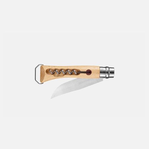 Нож складной Opinel Corkscrew Bottle Opener №10 New со штопором и открывашкой, клинок 10см, нержавеющая сталь, бук