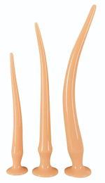 Набор из 3 телесных удлиненных анальных пробок Super Long Flexible Butt Plug Set (Цвет: телесный)