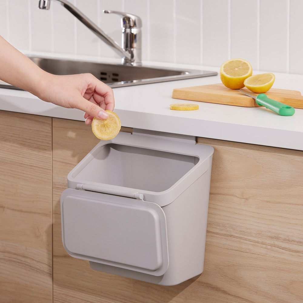 IKEA SKOLÄST  (ИКЕА СКОЛЭСТ)  -  Ведро для мусора на дверцу шкафа - светло-серый 3.3 л