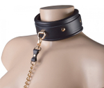 Черный кожаный ошейник с золотистым поводком Sitabella Sita Black BDSM Accessories 3128-1