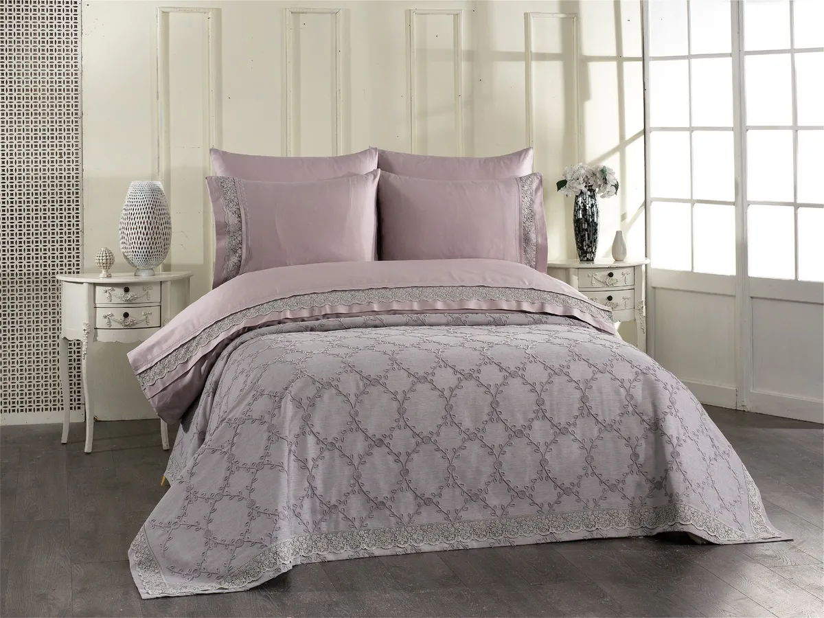 Gelin Home КПБ 7 пр. GALA каменный цвет покрывало 240*260, пододеяльник 200*220, простынь 240*260, наволочки 50*70 2шт, декоративные наволочки 50*70 2шт GLNS402