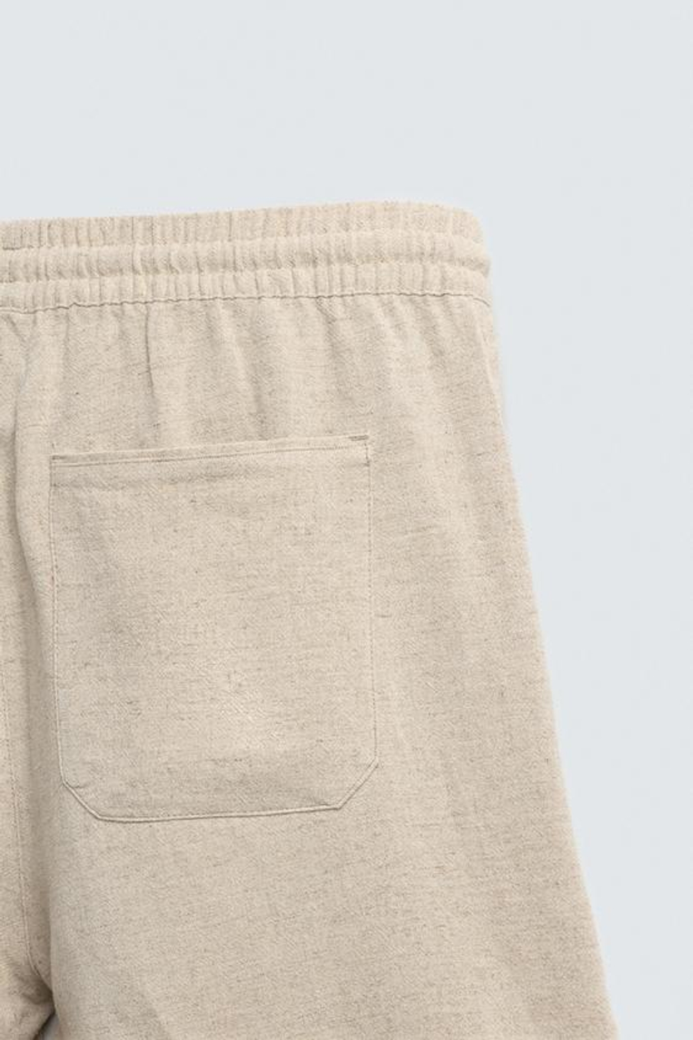 ZARA БЕРМУДЫ RELAXED FIT ИЗ ВИСКОЗЫ И ЛЬНА, СВЕТЛО-БЕЖЕВЫЙ