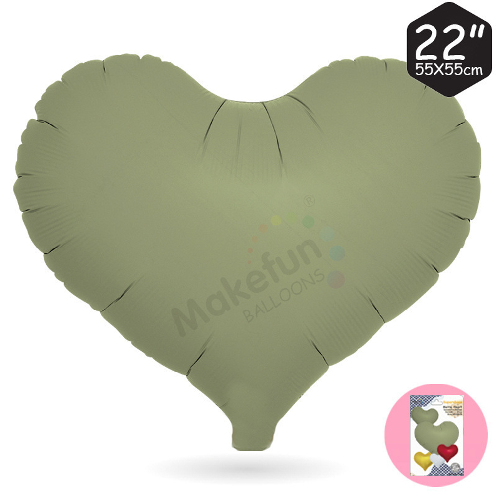 К 22" Сердце матовый Хаки 50 см.