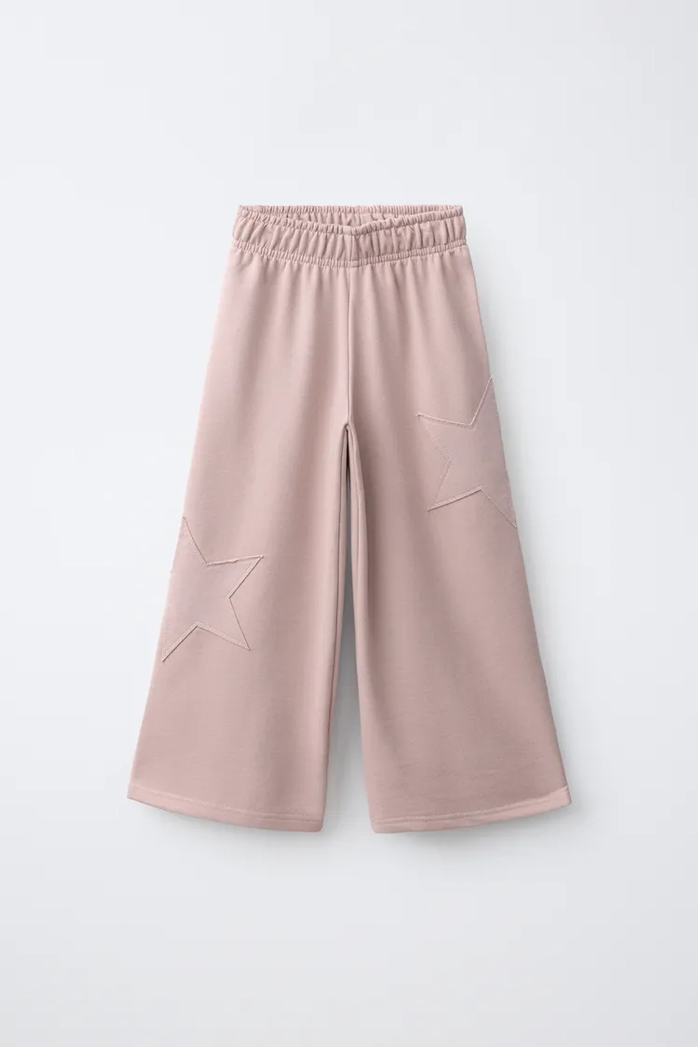 ZARA БРЮКИ WIDE LEG С НАШИВКАМИ-ЗВЕЗДАМИ, РОЗОВЫЙ