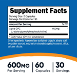 Nutricost, альфа-ГФХ, 60 капсул (300 мг в 1 капсуле)