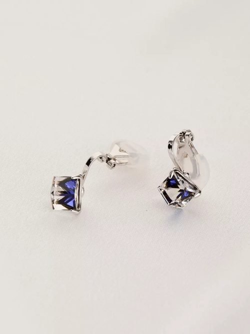 Клипсы Миражи с синими кристаллами Swarovski