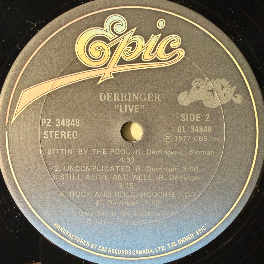 Derringer ‎– Live (Канада 1977г.)