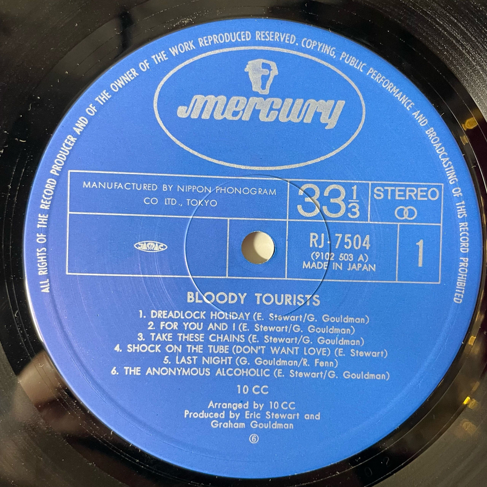 Винтажная виниловая пластинка LP 10cc Тэн Си Си Bloody Tourists (Япония 1978) (Без Оби)