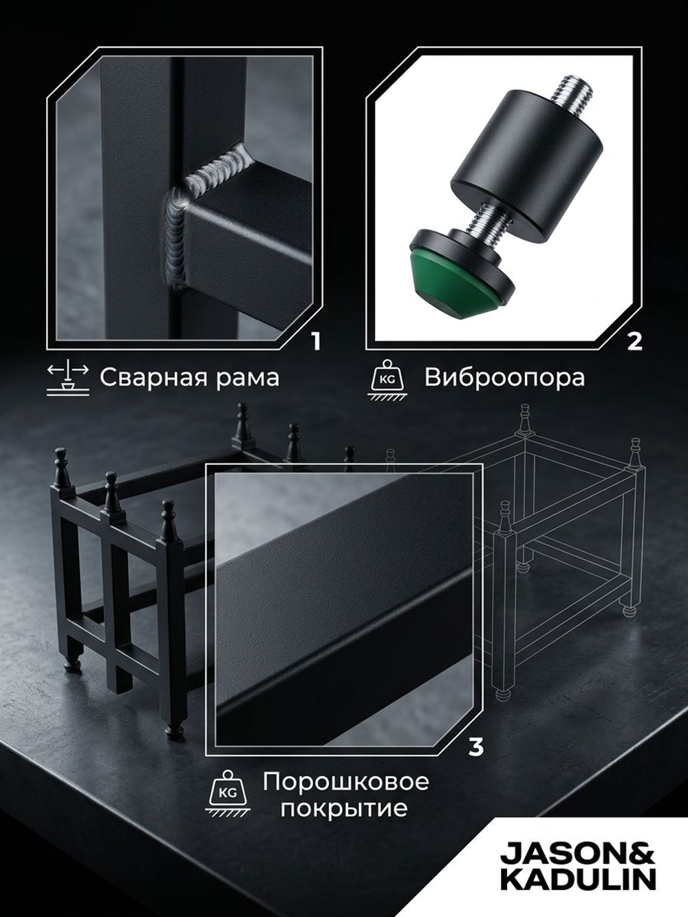 Станина-стенд для гранитной плиты 500х400х100 мм