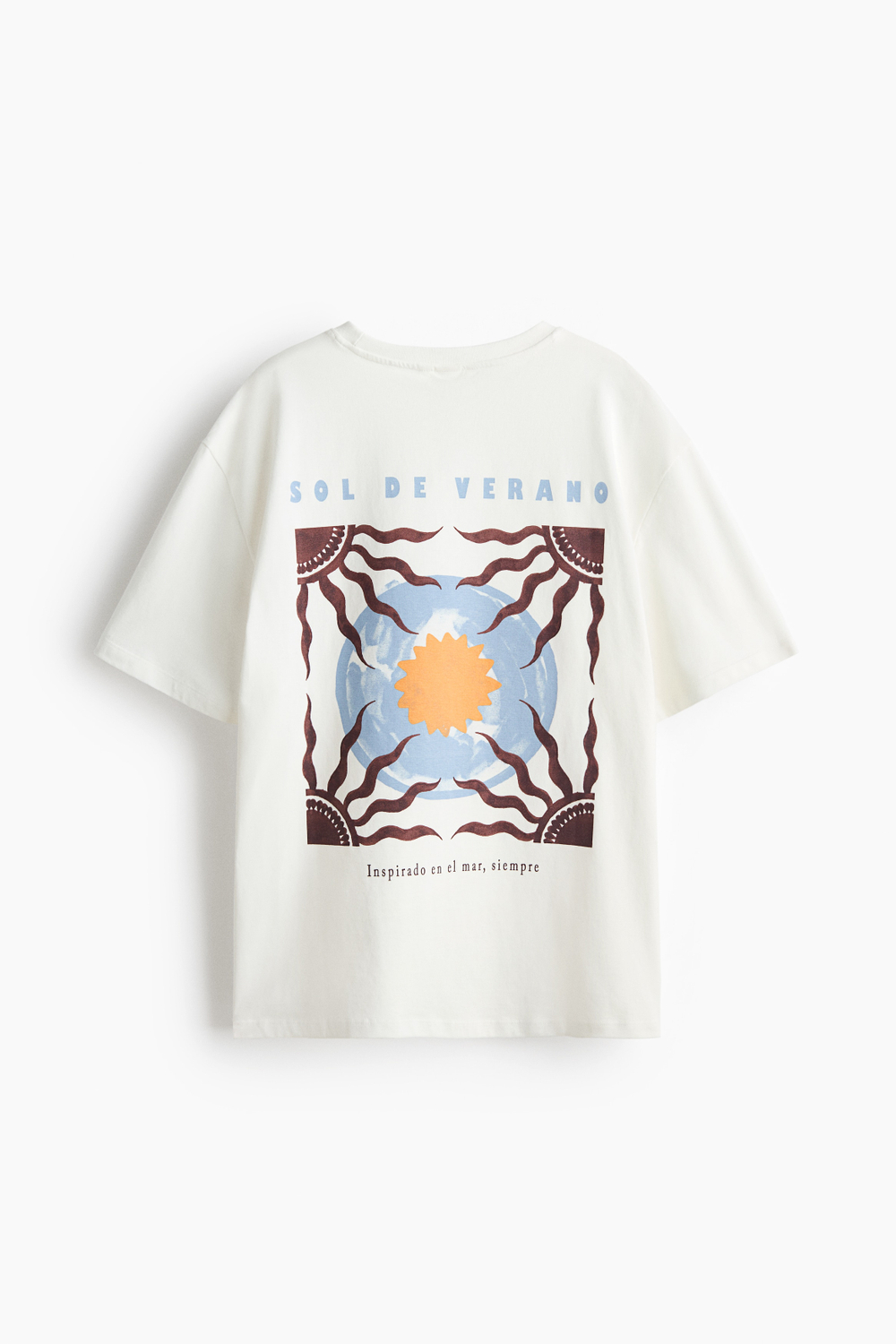 Футболка оверсайз с принтом — Белый/Sol de Verano - H&M