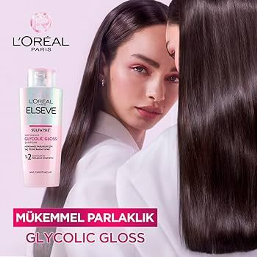 L'ORAL ELSEVE Шампунь Glycolic Gloss для идеального блеска 200 мл (Франция)