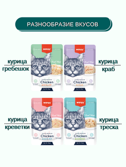 Wanpy Cat Пауч для кошек из курицы и гребешка 85 г