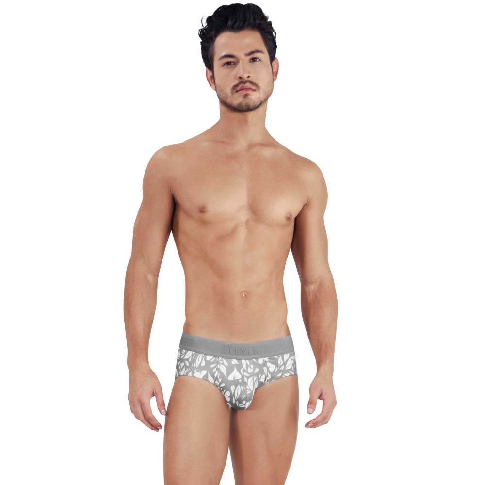 Серые мужские трусы-брифы с растительным принтом Grace Classic Brief (Размер: M) (Цвет: серый)