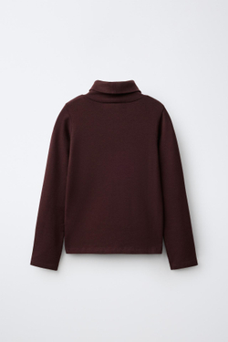 ZARA ФУТБОЛКА С МОДАЛОМ, ТЕМНО-БАКЛАЖАНОВЫЙ