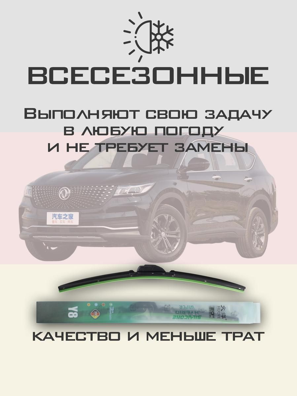 Щетки стеклоочистителя HUOYE Y8 600/450 мм на Dongfeng DFSKix5Fengon | Push button