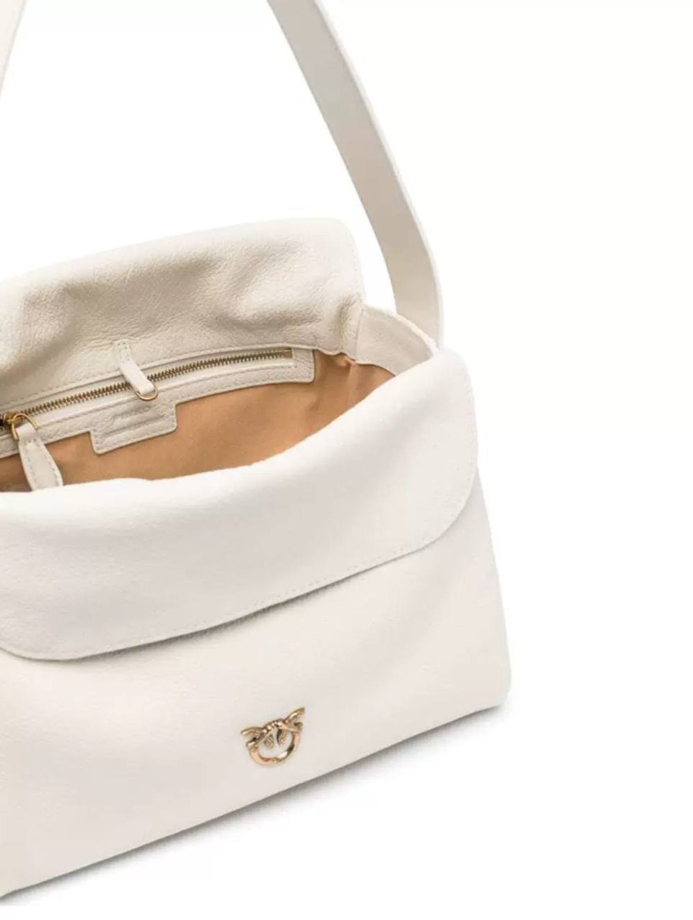 BIG LEAF BAG HOBO IN TUMBLED LEATHER - white