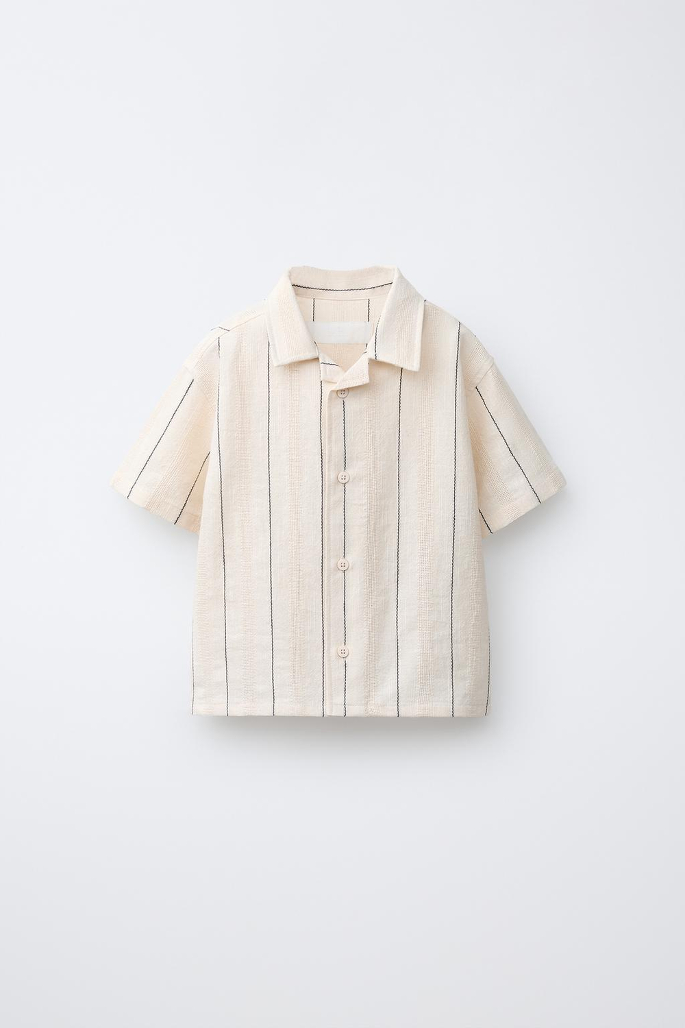 ZARA РУБАШКА ФАКТУРНАЯ В ПОЛОСКУ, ЭКРЮ