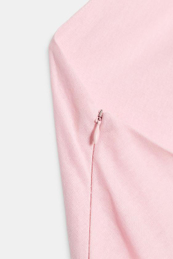 ZARA ЛЬНЯНОЕ ПЛАТЬЕ МИДИ С ГОРЛОВИНОЙ ХАЛТЕР, РОЗОВЫЙ
