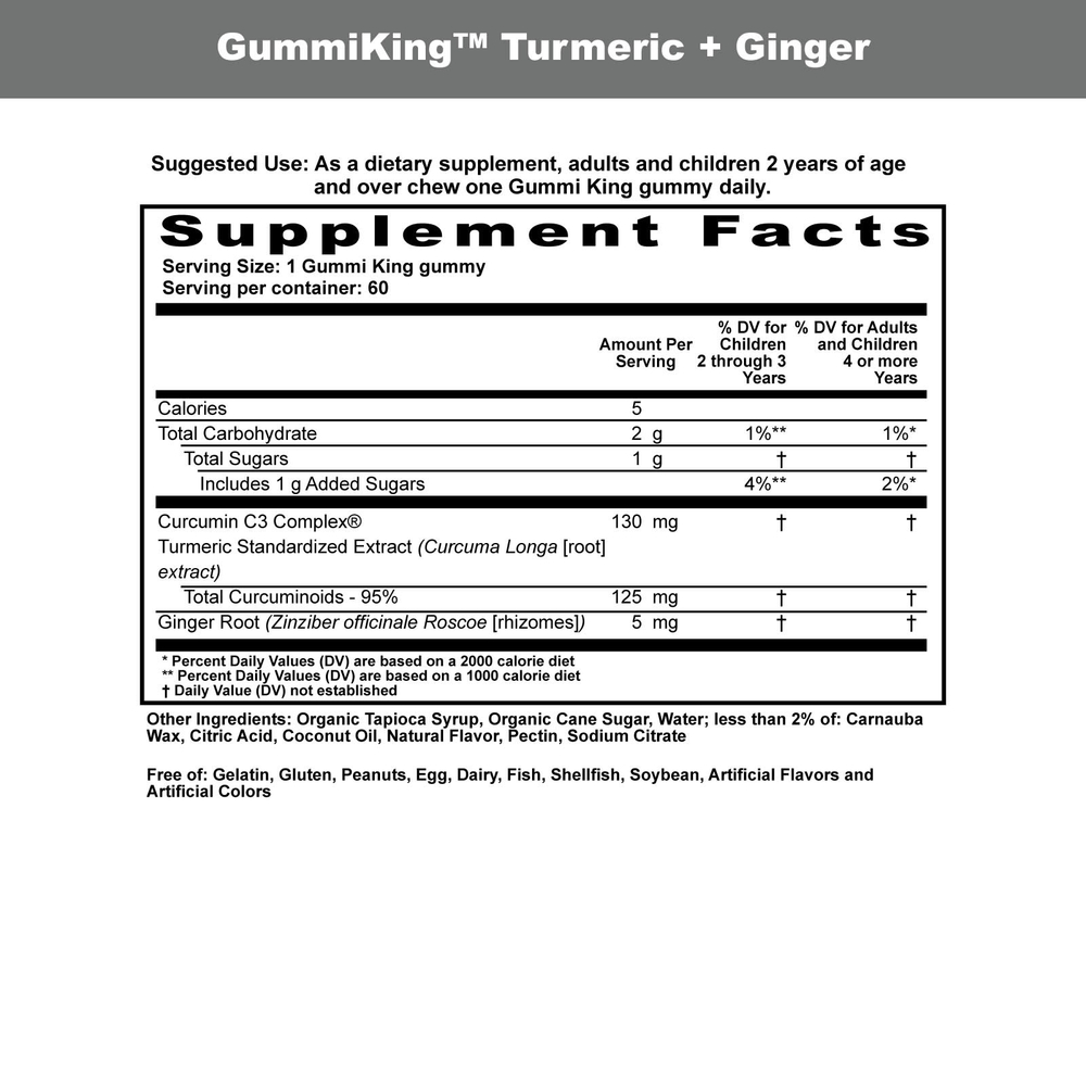 GummiKing, куркума и имбирь, для детей, со вкусом манго, 60 жевательных таблеток