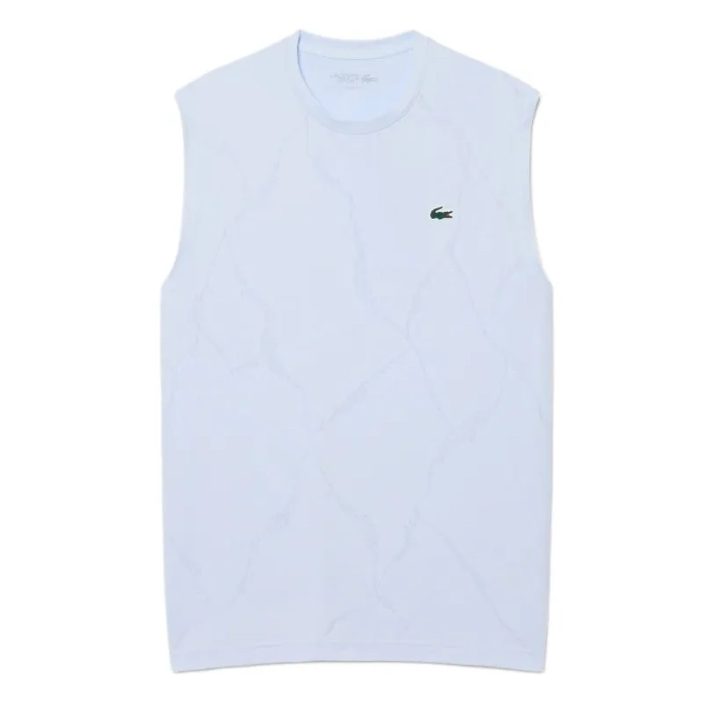 Мужская теннисная футболка Lacoste Ultra Dry Crocodile Jacquard Tennis - sugared blue