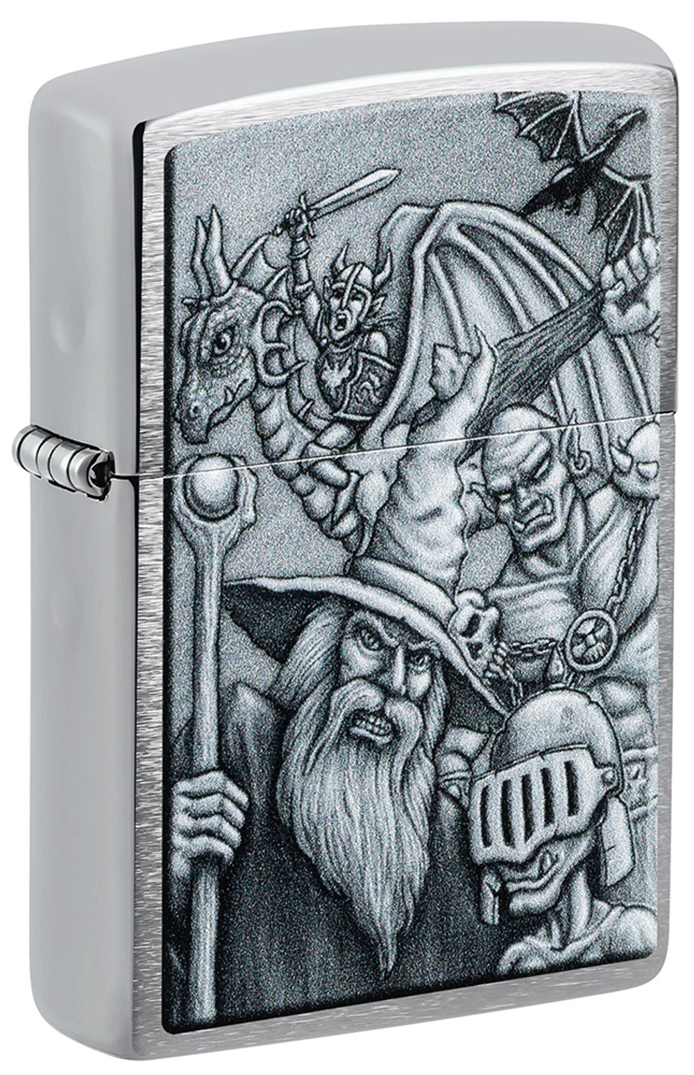 Зажигалка ZIPPO Мифические существа с покрытием матовый хром | Mystical Beings Design Brushed Chrome
