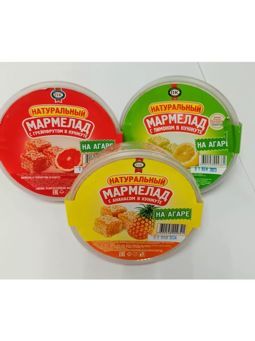 Мармелад с кунжутом на агаре ассорти, 3шт.по 200гр