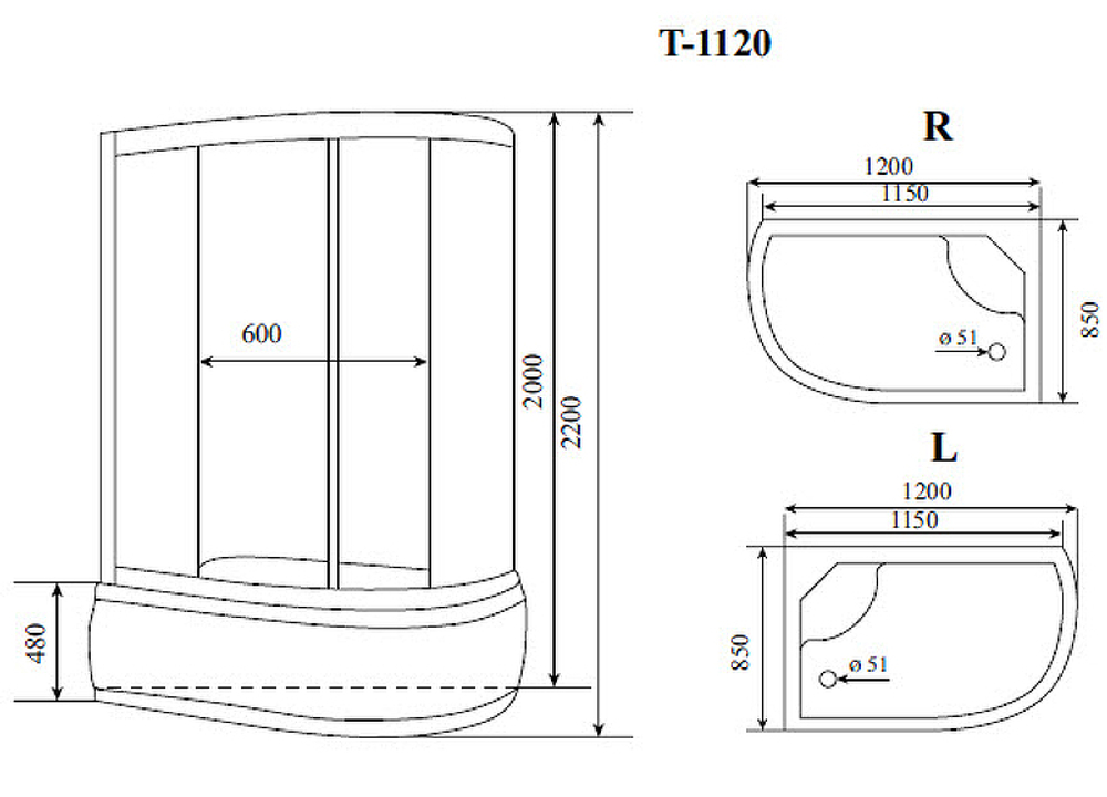 Душевая кабина Timo Standart 120x85 T-1120L с гидромассажем