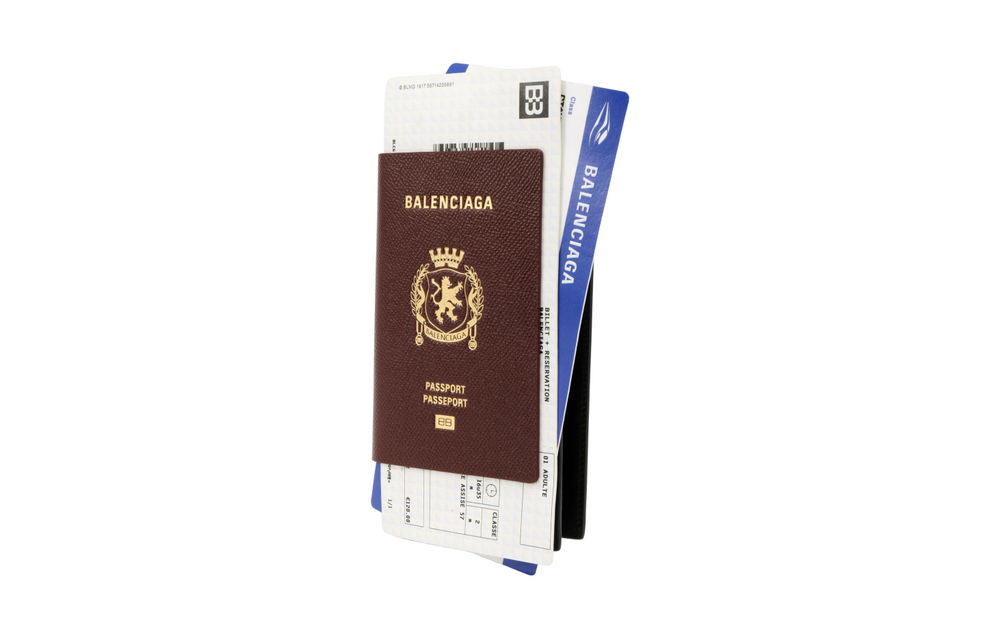 Balenciaga Calfskin Passport Holder Men"s Dark Red
