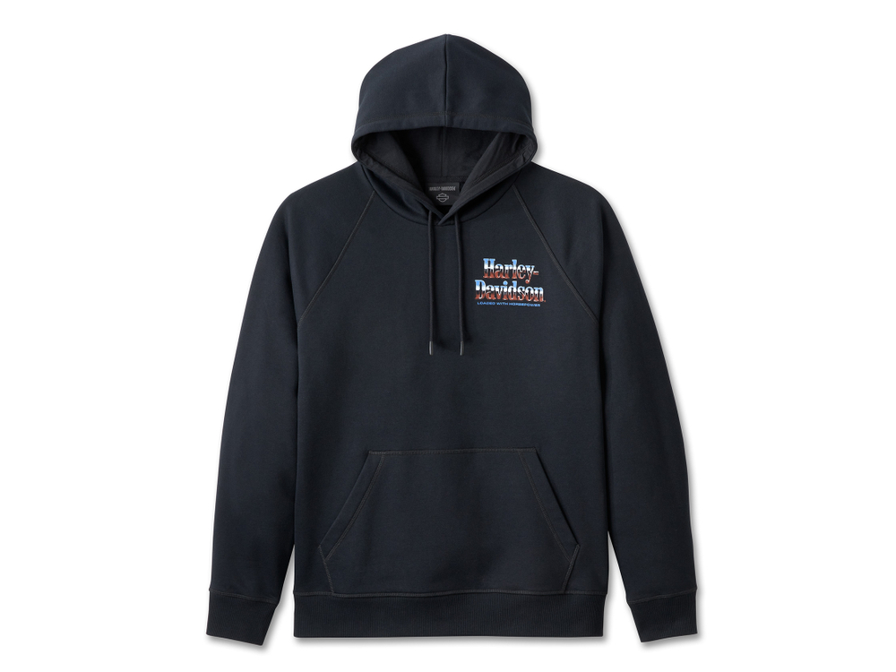 Толстовка Men's Loaded with Horsepower Raglan Hoodie Black Harley-Davidson