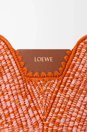 Loewe Сумка среднего размера Swing из рафии и телячьей кожи, ярко-оранжевый/розовый