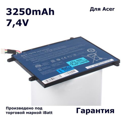 Аккумулятор iBatt 3250mAh, для Iconia Tab A500 A501 32Gb 16Gb 64Gb 3G