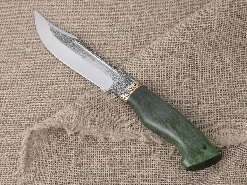 Нож "Алтай", сталь Bohler N690, рукоять зеленая стабилизированная берёза