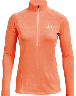 Женская футболка теннисная (dł. Рукава) Under Armour Tech 1/2 Zip-Twist - orange blast/orange tropic